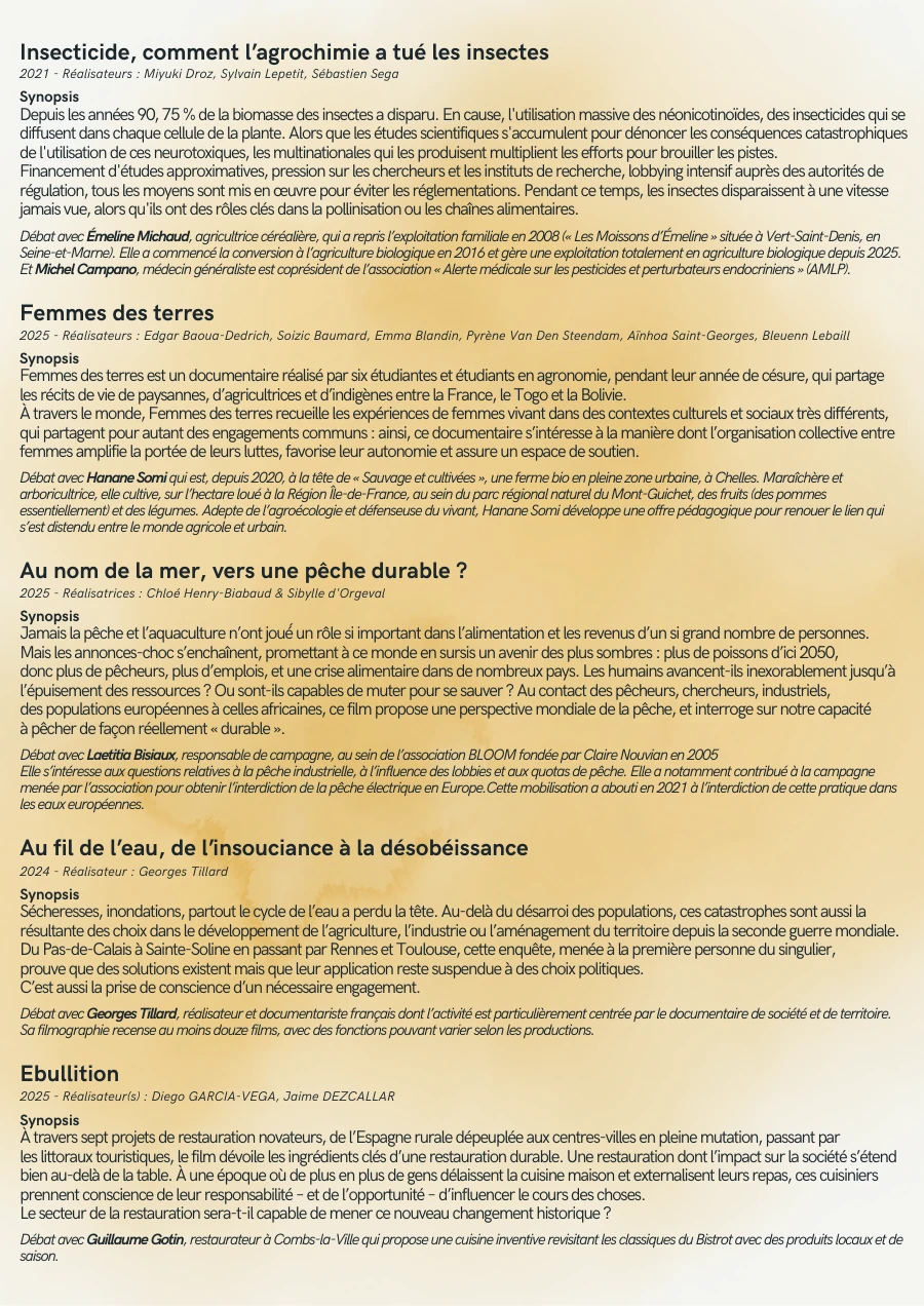 Programme Alimenterre 2026, page 2 : Les films et les rencontres